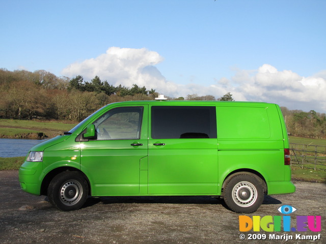 SX11141 Green Mean Camping Machine VW T5 campervan at Ogmore Castle